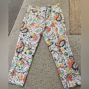 Pappagallo sz 14, summer pants , ankle length. Bargello style pattern. Front zip
